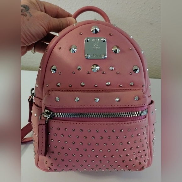 MCM Micro Mini Backpack Studded Pink - Picture 9 of 13